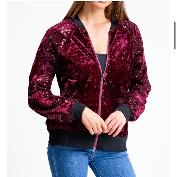 Velvet Jacket with Floral Sequin Design - Picture 2 of 8